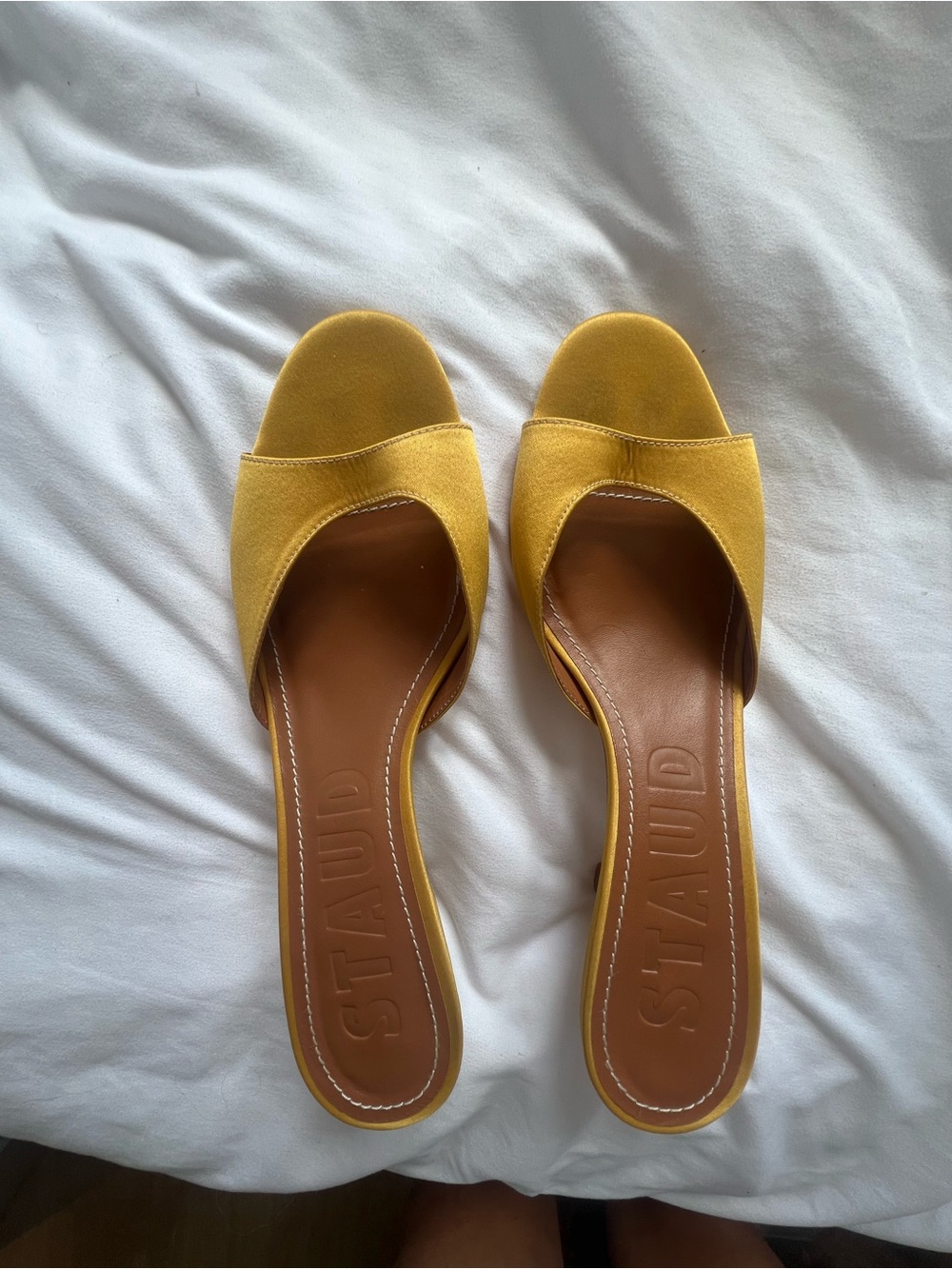 STAUD Yellow Open-Toe Slide Sandals